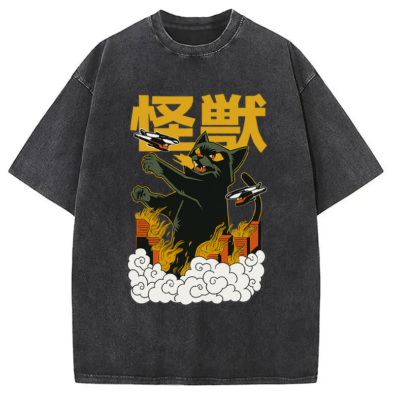 Modecanvas Cat Destroyer Japanese Washed T-Shirt