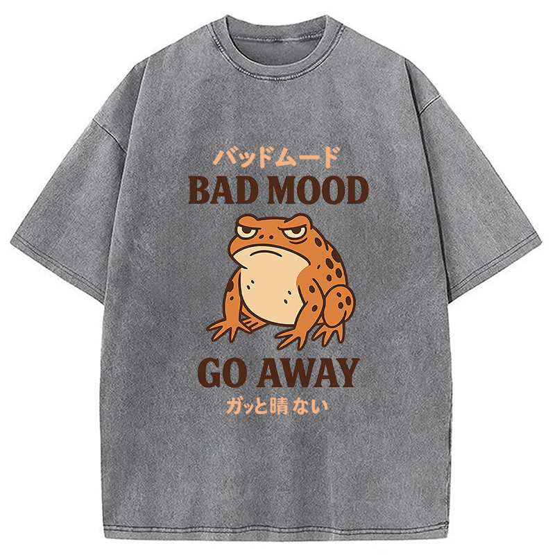 Modecanvas Bad Mood Go Away Japanese Meme Washed T-Shirt