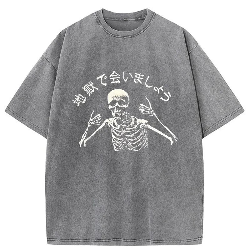 Modecanvas See You In Hell Japanese Washed T-Shirt