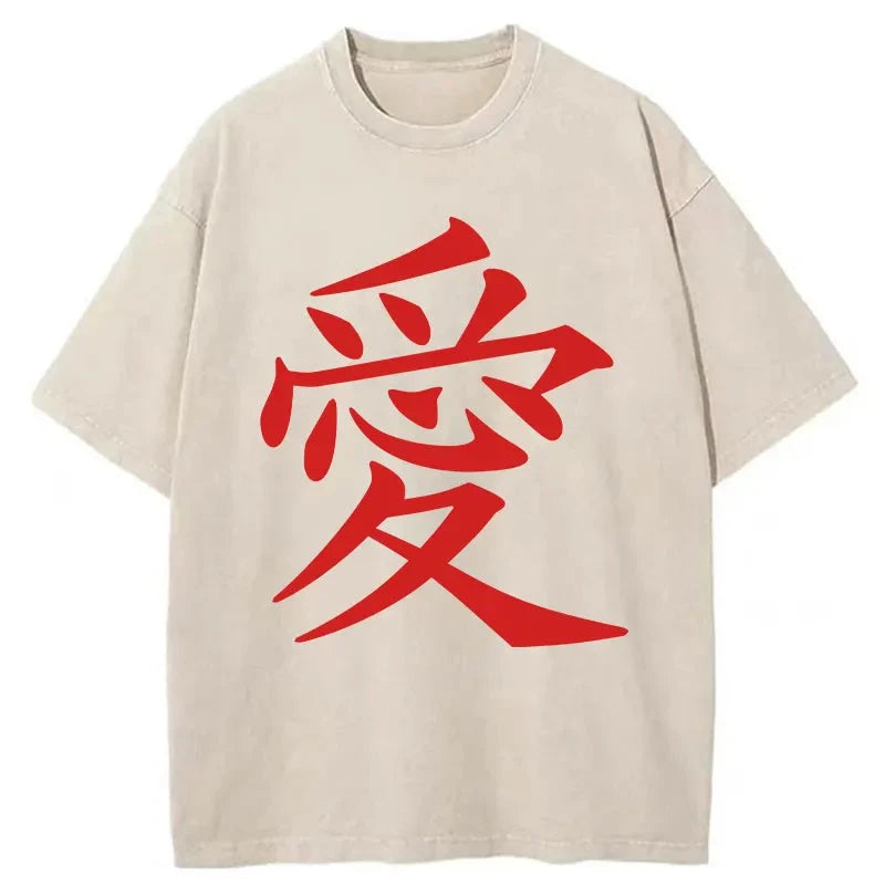 Modecanvas Love Kanji Washed T-Shirt