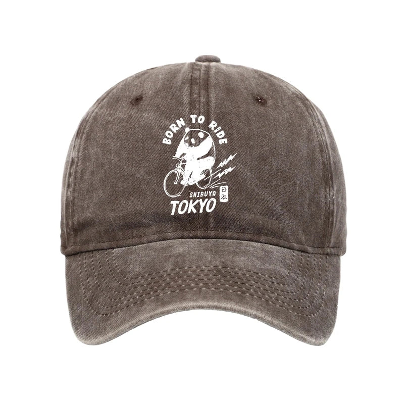 Modecanvas Pandas Ride Bicycles Washed Cap-modecanvas