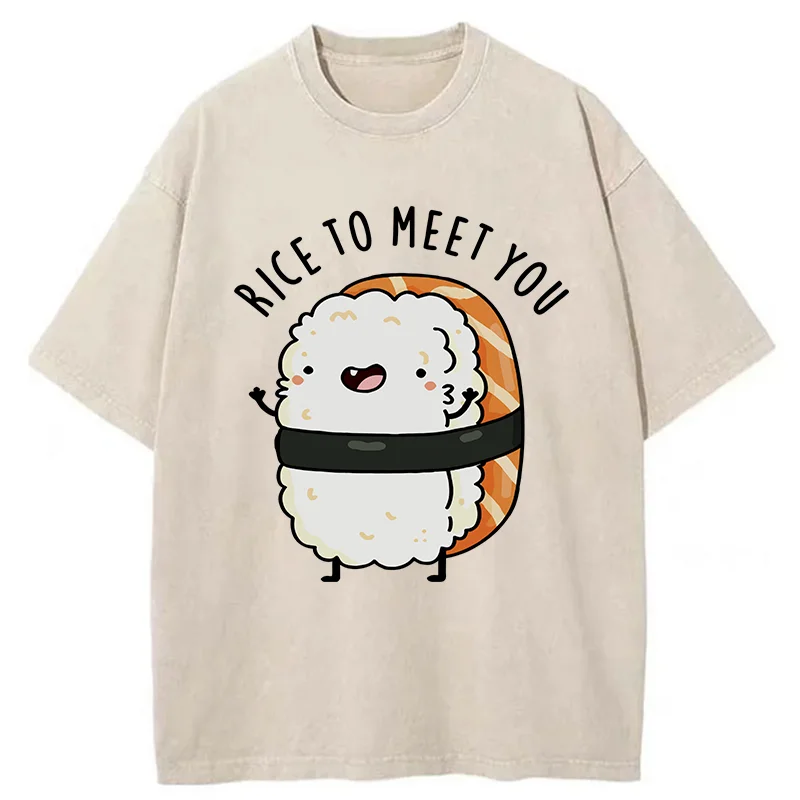 Modecanvas Greetings From Sushi Washed T-Shirt