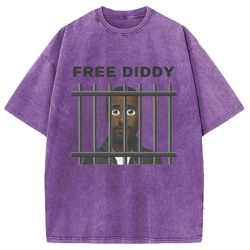 Modecanvas Original Free Diddy Funny Meme Washed T-Shirt