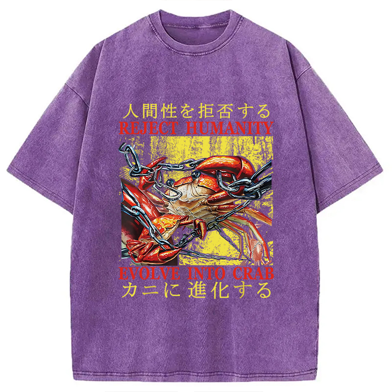 Modecanvas Japanese Funny Crab Meme Washed T-Shirt