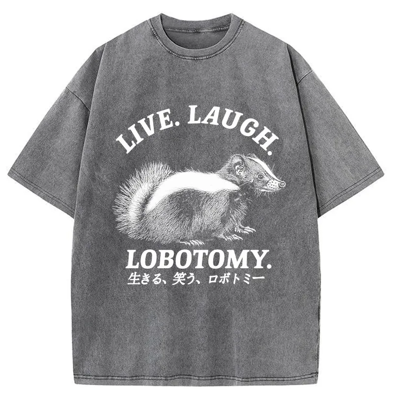 Modecanvas Live Laugh Lobotomy Washed T-Shirt-modecanvas
