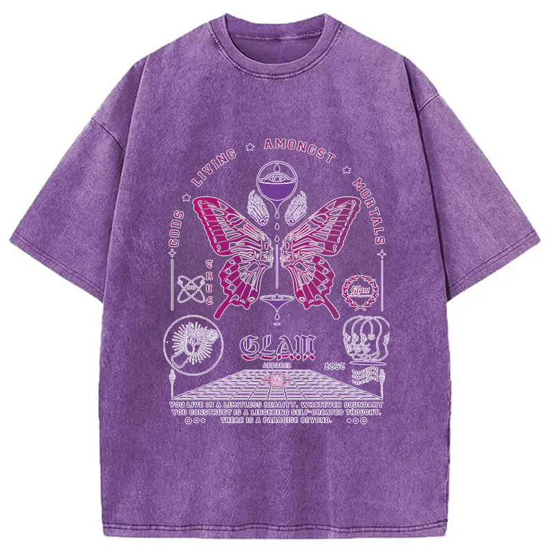 Modecanvas Butterflies Living Among Us Washed T-Shirt