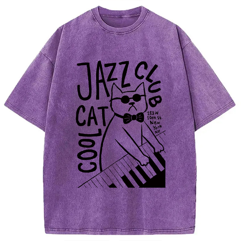 Modecanvas Jazz Cat Club Washed T-Shirt