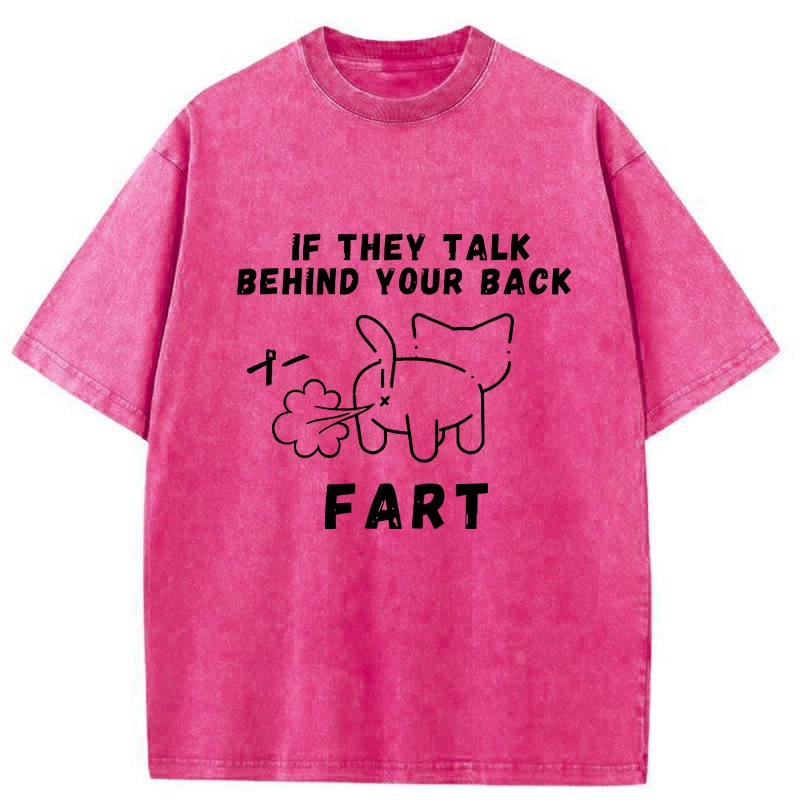 Modecanvas Funny Farting Cat Washed T-Shirt