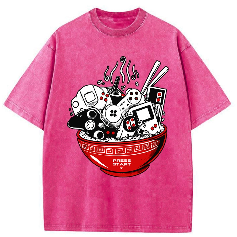 Modecanvas Press To Start The Game Washed T-Shirt