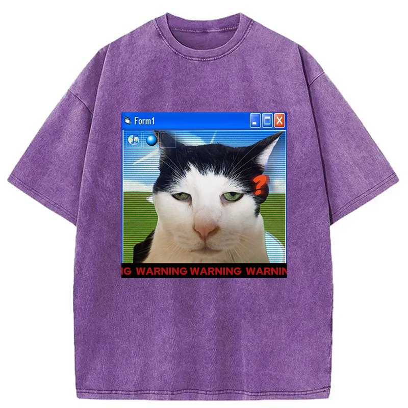 Modecanvas Warning Cat Washed T-Shirt
