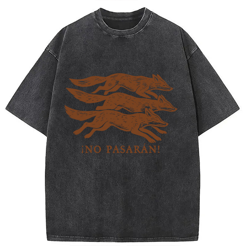 Modecanvas No Pasaran! Anti-Fascist Fox DTG Printing Washed T-Shirt