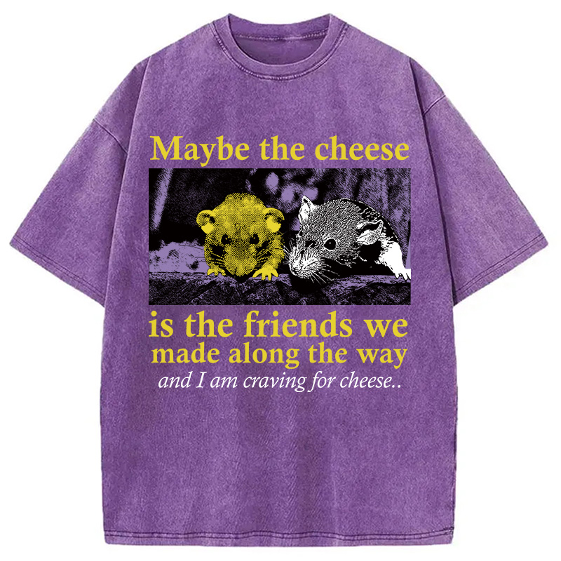 Modecanvas Maybe The Cheese Rat Washed T-Shirt