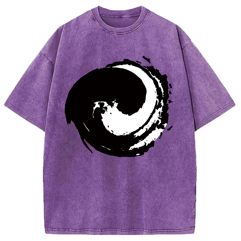 Modecanvas Yin and Yang Symbol Washed T-Shirt