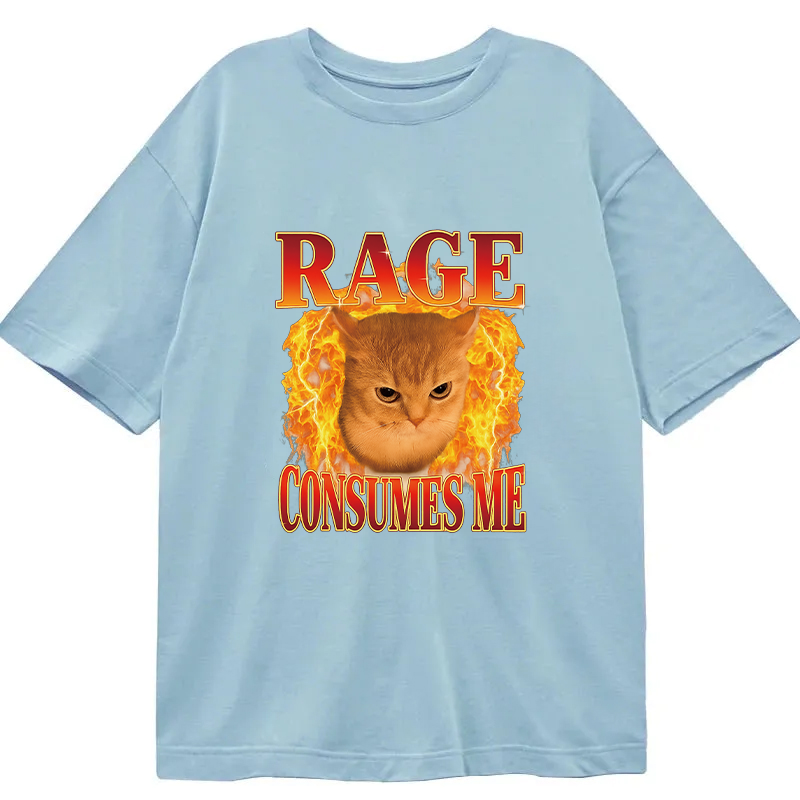 Modecanvas Rage Consumes Me Edgy Funny Cat Meme DTG Printing Classic T-Shirt-modecanvas