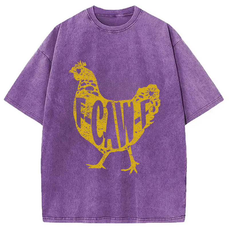 Modecanvas F-CAW-F Hen Funny Chicken Washed T-Shirt