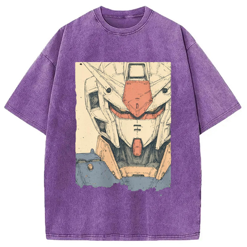Modecanvas Hand-Drawn Mecha Robot Washed T-Shirt