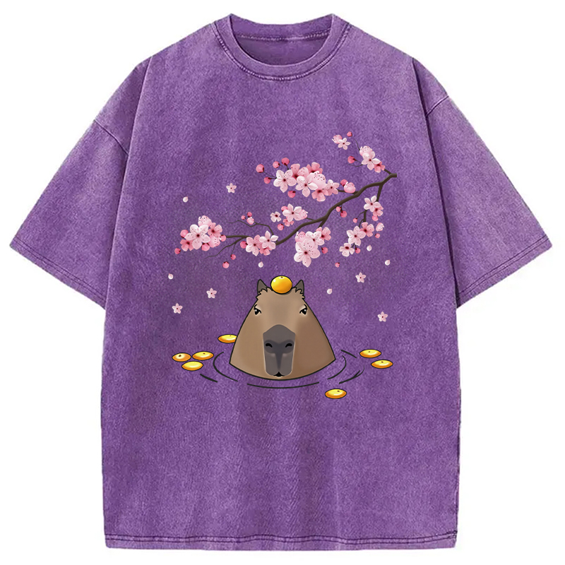 Modecanvas Sakura Cherry Blossom Japanese Washed T-Shirt