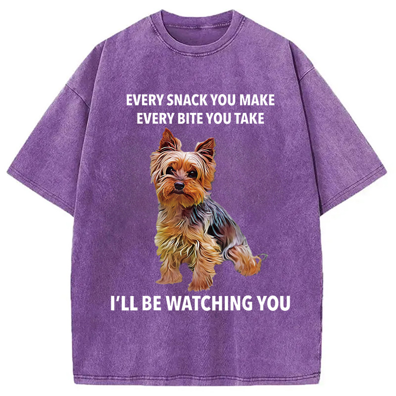 Modecanvas Yorkshire Terrier Funny Meme Washed T-Shirt