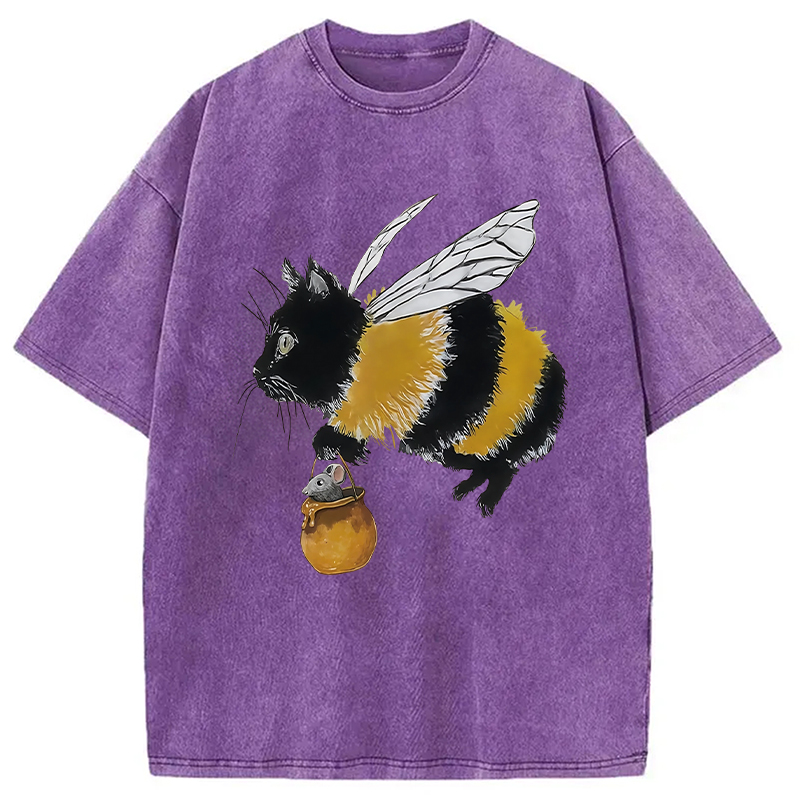 Modecanvas Catbee Funny Washed T-Shirt