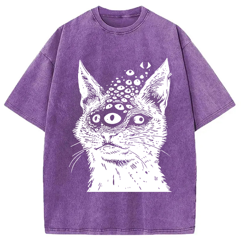Modecanvas Weirdcore Cat Washed T-Shirt