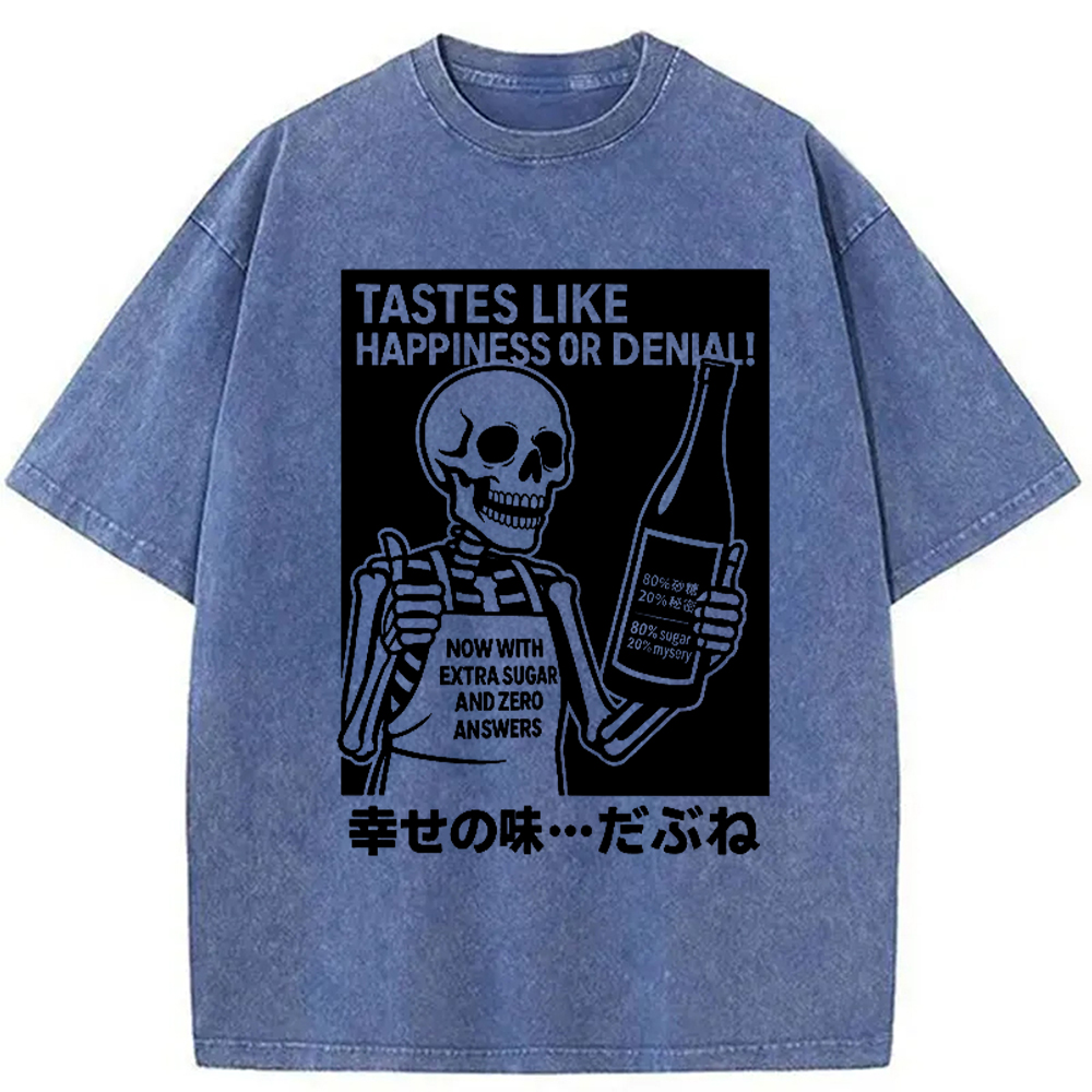 Modecanvas Taste Of Happiness Funny Washed T-Shirt