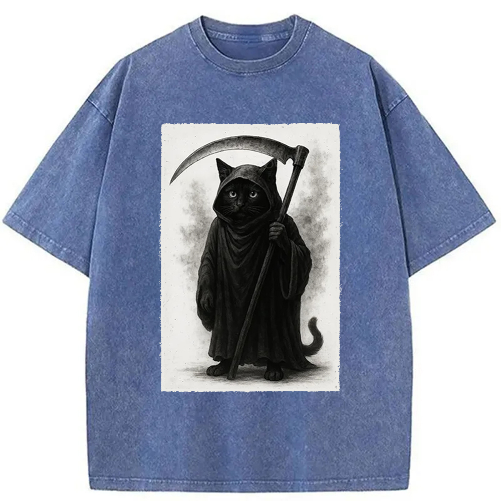 Modecanvas Death Cat Washed T-Shirt