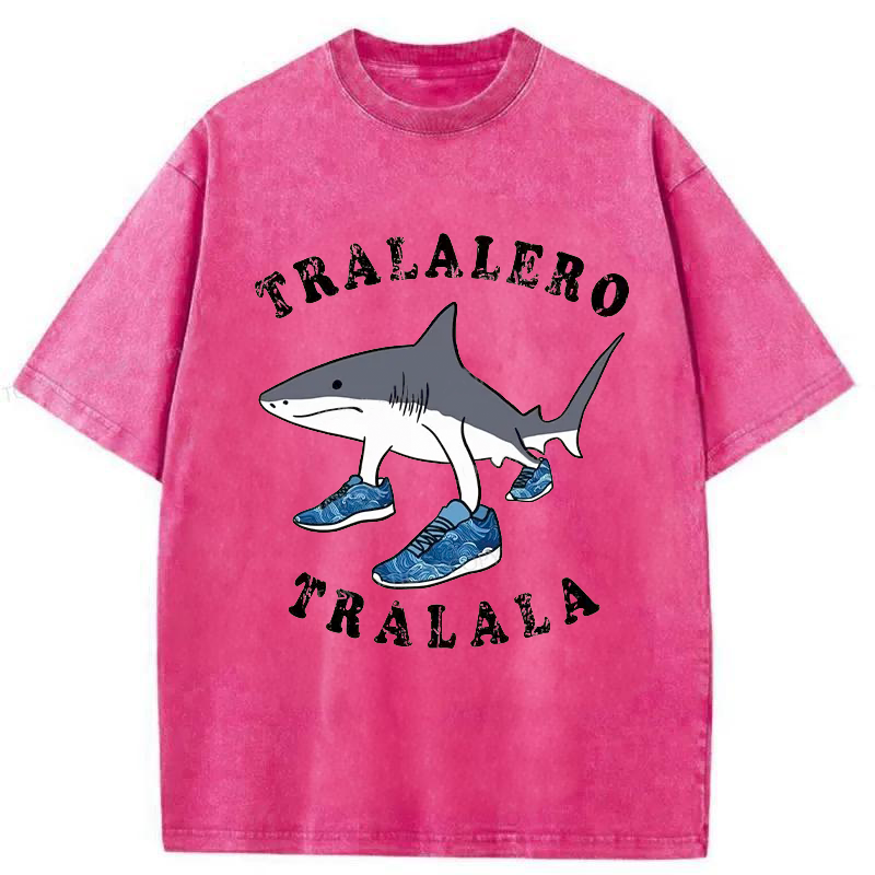 Modecanvas Tralalero Tralala Funny Washed T-Shirt-modecanvas