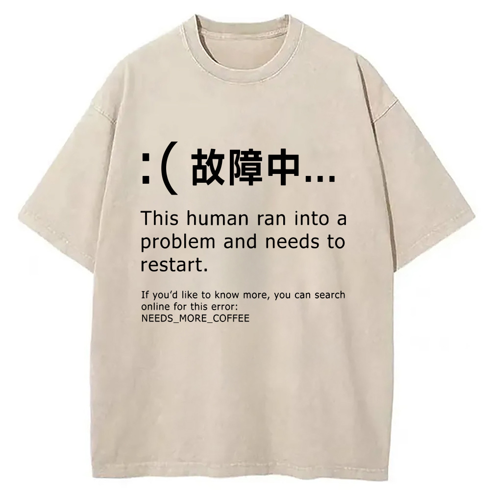 Modecanvas Human Blue Screen Failure Washed T-Shirt