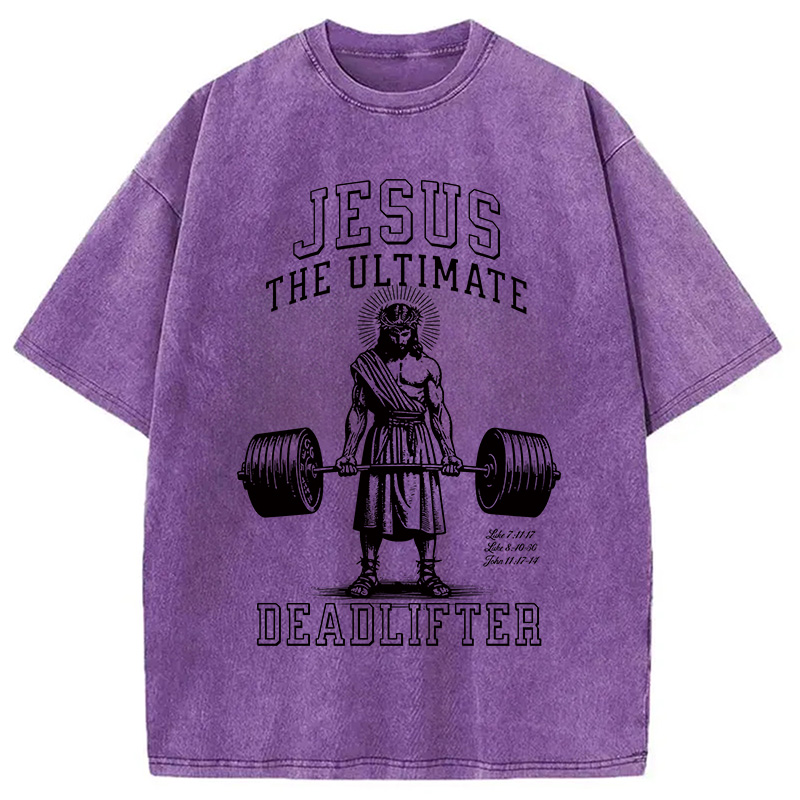 Modecanvas Jesus The Ultimate Deadlifter Christian Washed T-Shirt