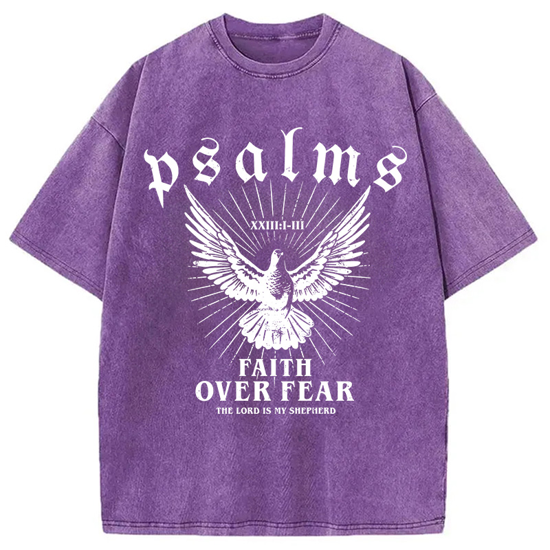 Modecanvas Faith Over Fear Christian Washed T-Shirt