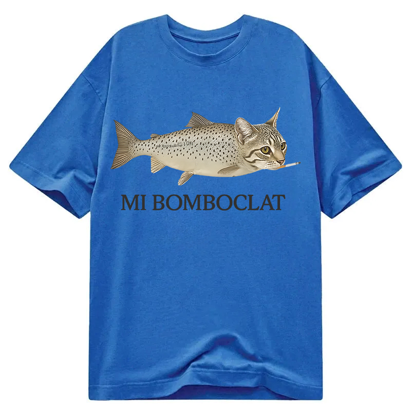 Modecanvas Bomboclat Fish Cat Meme DTG Printing Classic T-Shirt-modecanvas