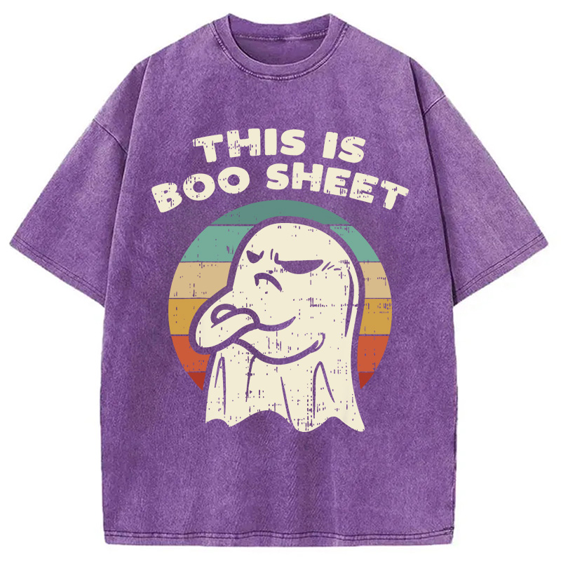 Modecanvas This Is Boo Sheet Ghost Retro Halloween Washed T-Shirt