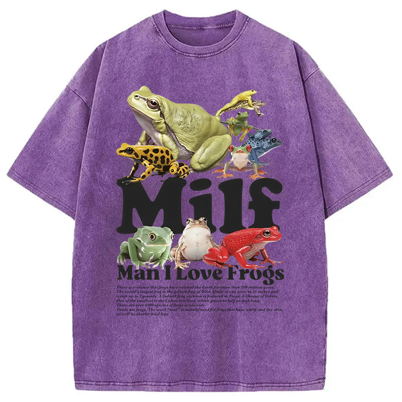 Modecanvas Man I Love Frogs Washed T-Shirt