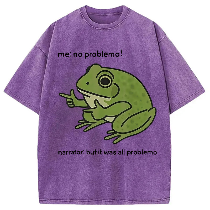Modecanvas Stupid Frog Meme Washed T-Shirt-modecanvas