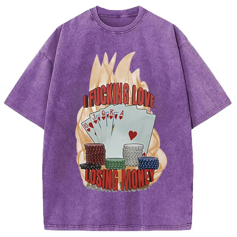 Modecanvas I Love Losing Money Washed T-Shirt-modecanvas