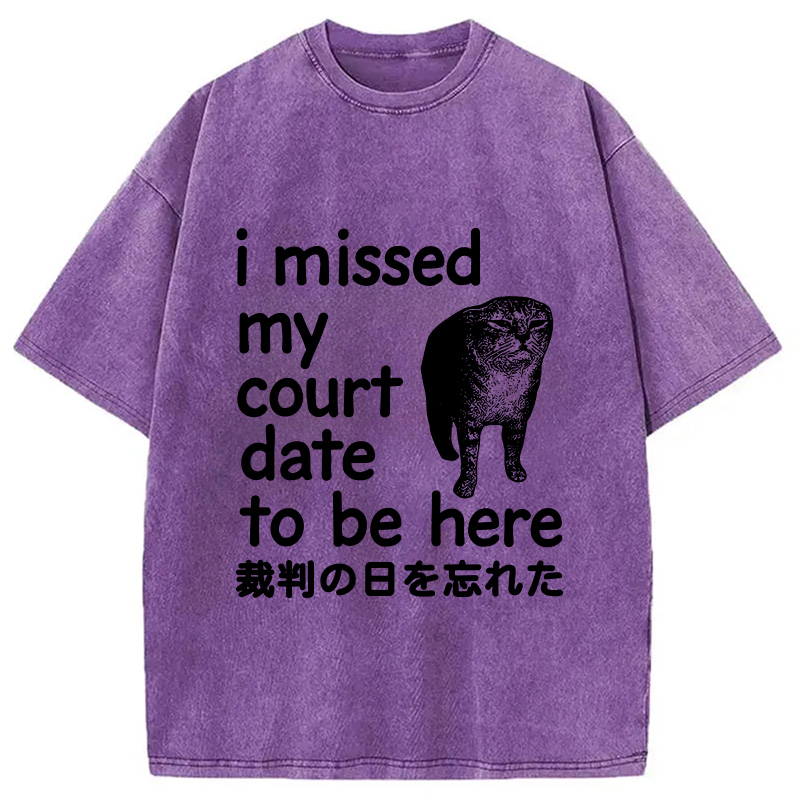 Modecanvas Funny Forgetful Cat Washed T-Shirt