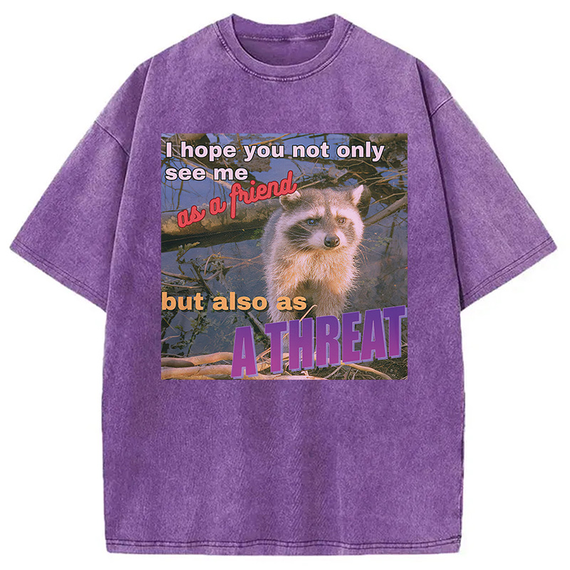 Modecanvas Viral Raccoon Meme Washed T-Shirt