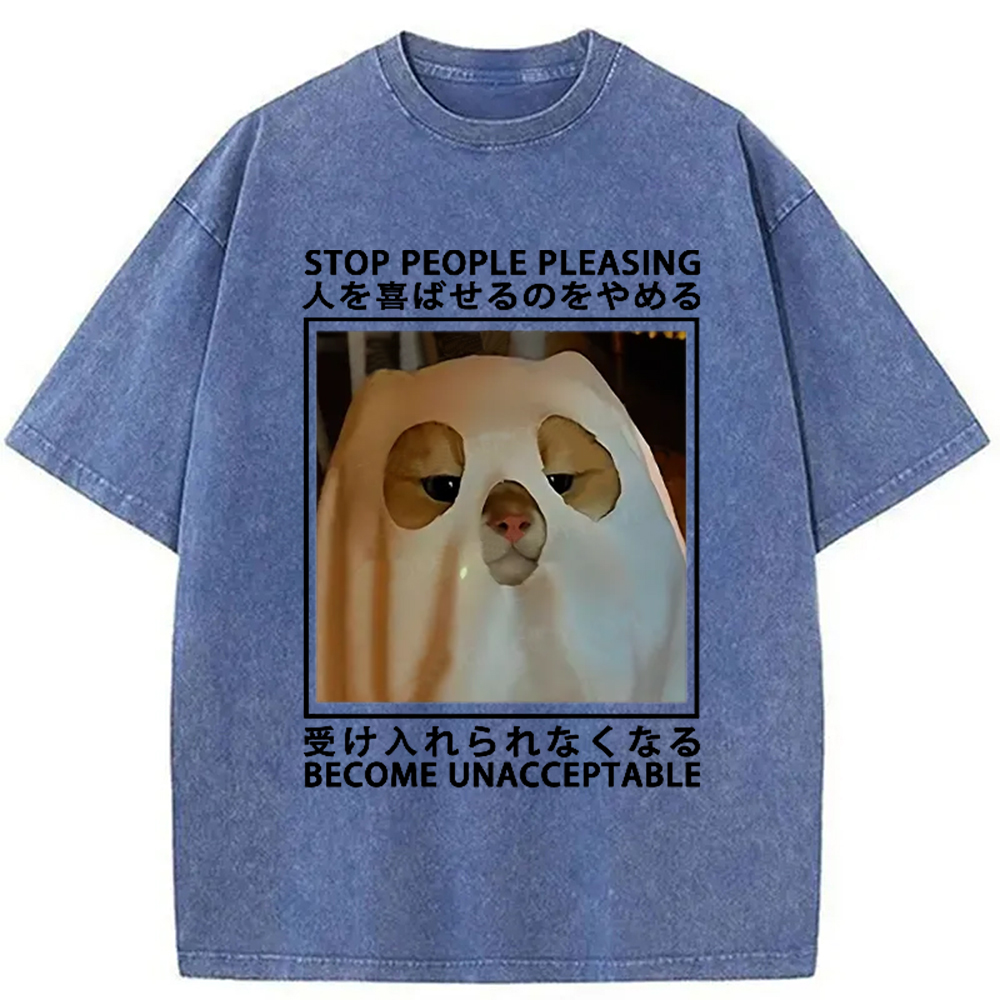 Modecanvas Stop People Pleasing Become Unacceptable Washed T-Shirt