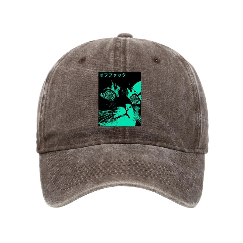 Modecanvas Cool Cat Japanese Washed Cap-modecanvas