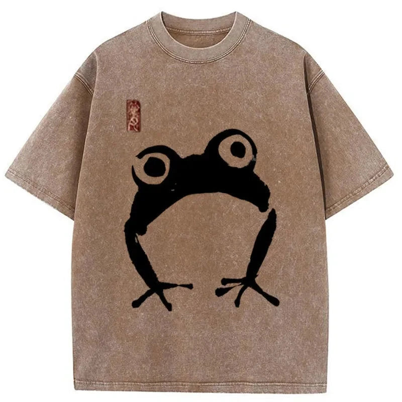 Modecanvas Japanese Woodblock Print Frog Washed T-Shirt