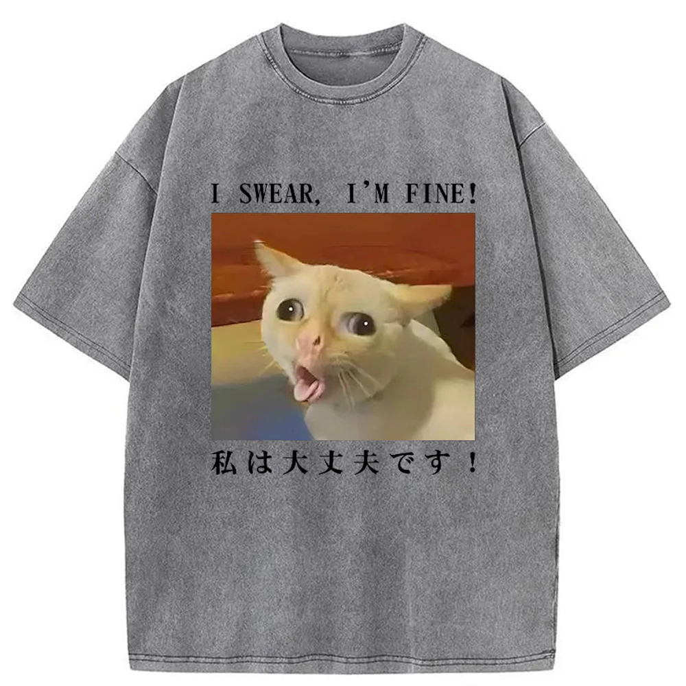 Modecanvas I Am Fine Washed T-Shirt