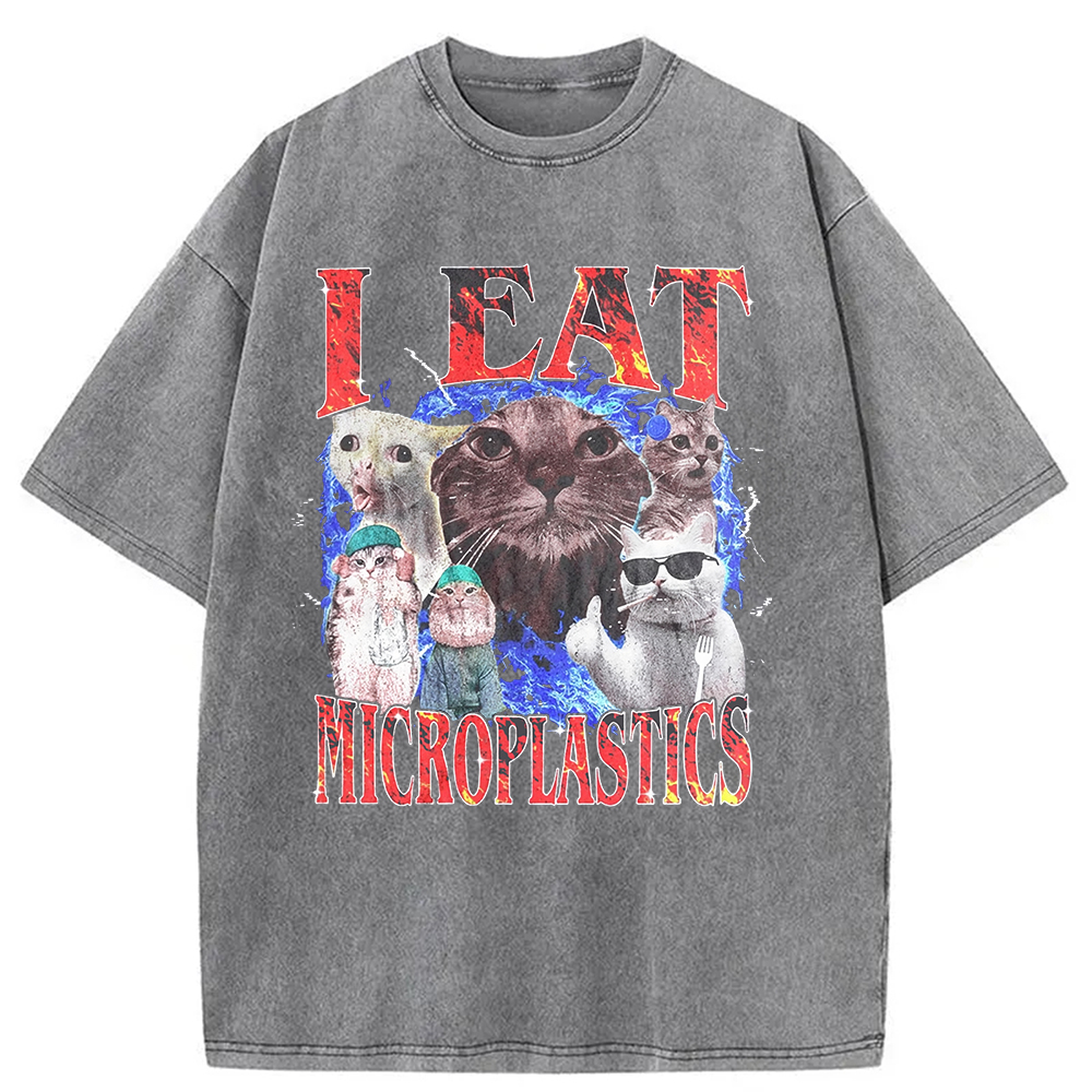 Modecanvas I Eat Microplastics Washed T-Shirt-modecanvas