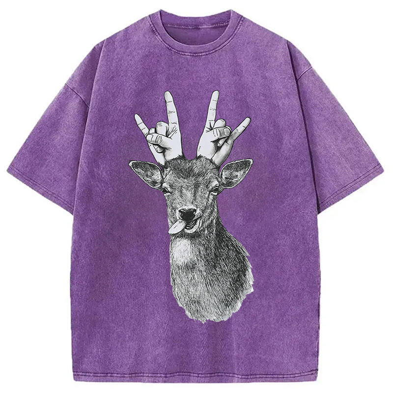 Modecanvas Party Deer Washed T-Shirt