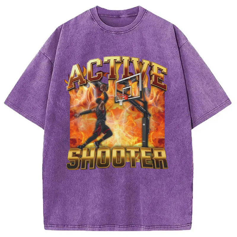 Modecanvas Elite Shooter Basketball Washed T-Shirt