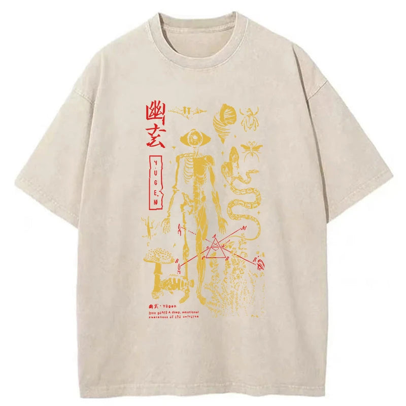 Modecanvas Spooky Ghost Japanese Washed T-Shirt-modecanvas