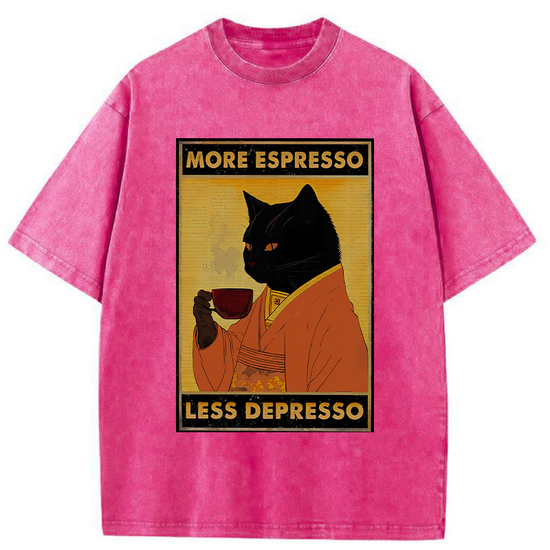 Modecanvas Increase Espresso Decrease Distress Washed T-Shirt-modecanvas