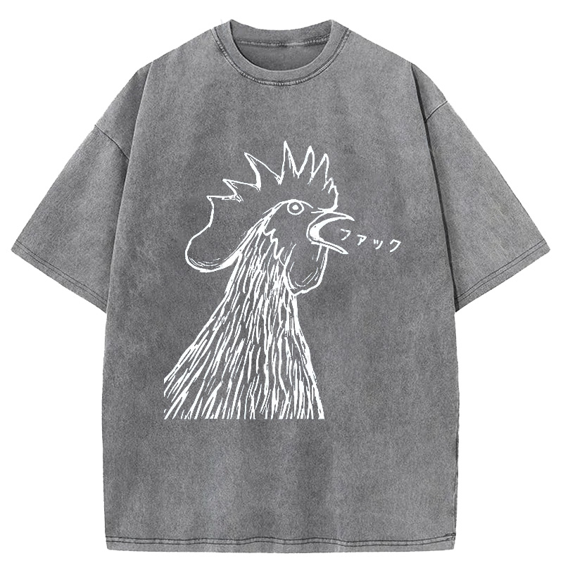 Modecanvas Funny Dirty Talking Chicken Washed T-Shirt