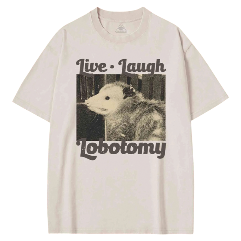 Modecanvas Live Laugh Lobotomy Washed T-shirt-modecanvas