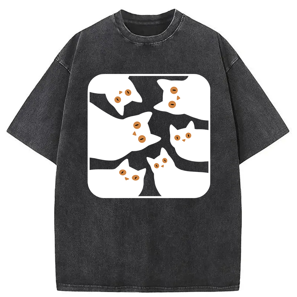 Modecanvas Cats Are Watching Washed T-Shirt