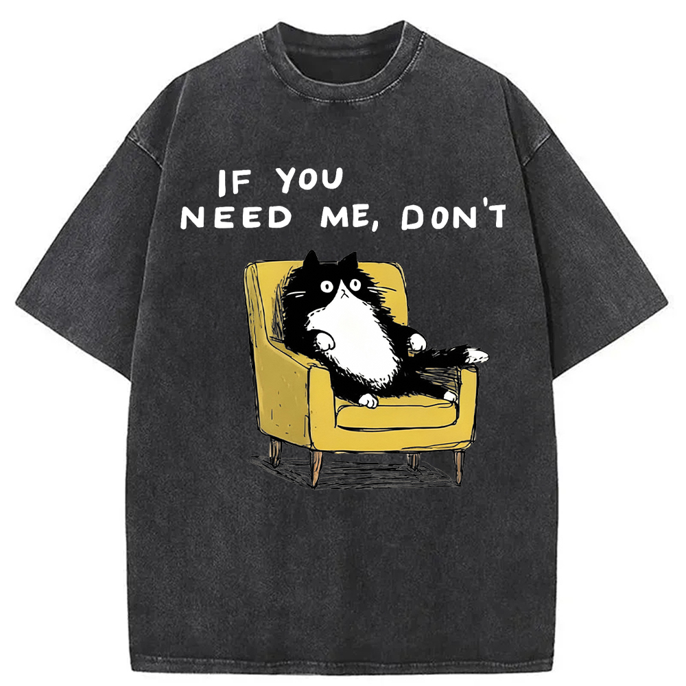 Modecanvas Unavailable Cat Washed T-Shirt-modecanvas
